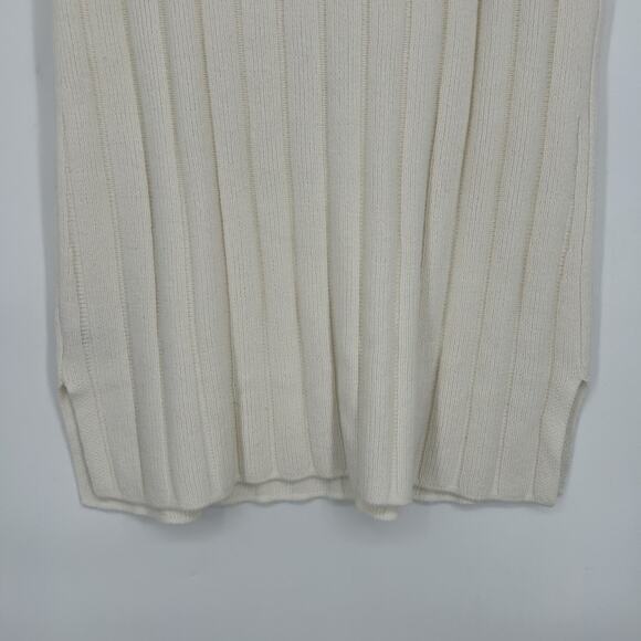 Talbots Tunic Sweater Vest Ivory Cream Ribbed Knit Sleeveless Classic Size M - Picture 7 of 9